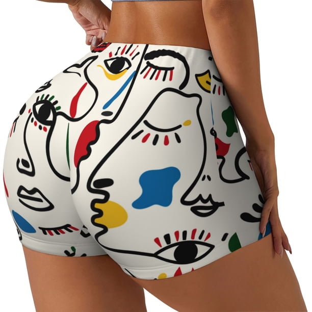 Fotbe Aabstract Eyes Shorts Sin Costuras – Shorts Deportivos de Cintura Alta para Mujer, Elásticos para Gimnasio, Yoga, Running o Ciclismo-X-Large