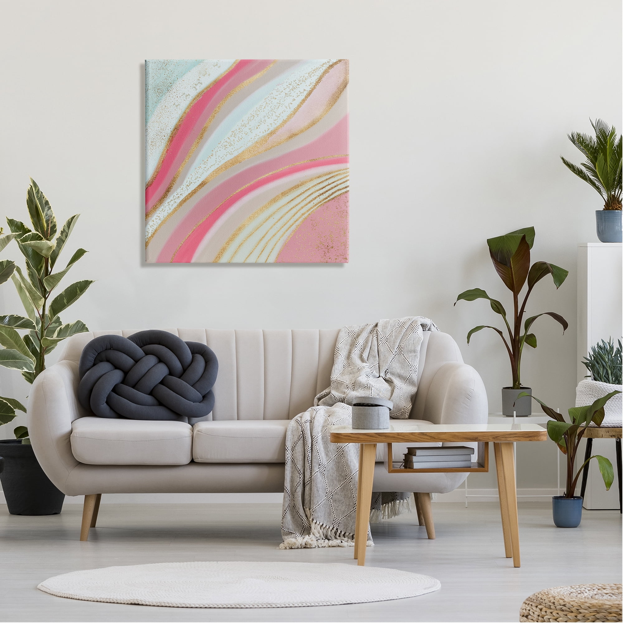 Stupell Industries Pink & Glam Waves Abstract Painting Gallery Wrapped Canvas Art Print Wall Art, 30 x 30