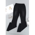 thumbnail image 4 of POGLIP Women's Black Distressed Bell Bottom Denim Pants, 4 of 6