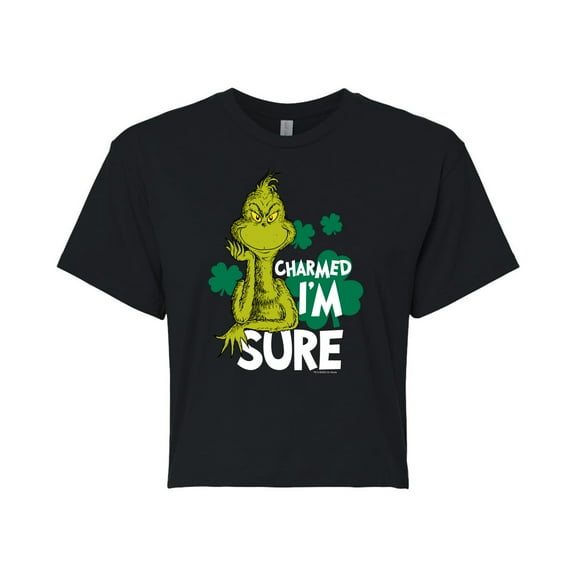The Grinch - Charmed I'm Sure - Juniors Cropped Cotton Blend T-Shirt