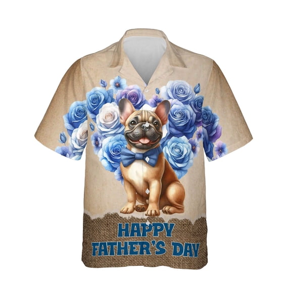 French Bulldog Proud Dad Happy Father's Day Hawaiian Shirt Breathable Summer Unisex Merch Dog Lover Gifts - 02008