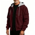 thumbnail image 4 of MexChoioe Mens Knit Hooded Zip Jacket Elastic Multi Pockets Wind Resistant Loose Outdoor Streetwear Outerwear for Mens, 4 of 7