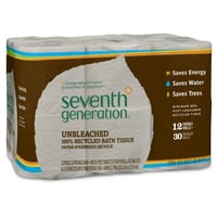 Seventh Generation Unbleached Toilet Paper 2-ply 100% Recycled Paper, 12 Rolls