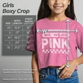 thumbnail image 5 of Girl's Mean Girls On Wednesdays We Wear Pink Checkered Graphic Cropped T-Shirt Light Pink Small, 5 of 8