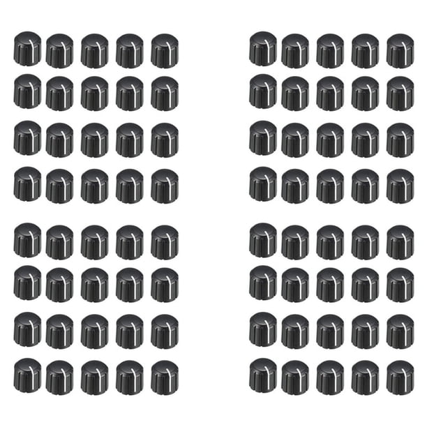 Perilla Giratoria de PotencióMetro de Plástico de 80 Piezas 15X13.5 mm para Perilla de Volumen de Guitarra de Eje Tipo D de 6 mm de Diámetro.