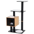 thumbnail image 1 of PawHut 47" Wood Cat Tree, Cat Condo Tower with Scratching Post, Toy Ball, Black, 1 of 9