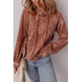 thumbnail image 1 of I AM A FASHION JUNKY Brown Floral Twisted Rib Drawstring Kangaroo Pocket Hoodie (Brown, S, 95%Polyester+5%Elastane), 1 of 8