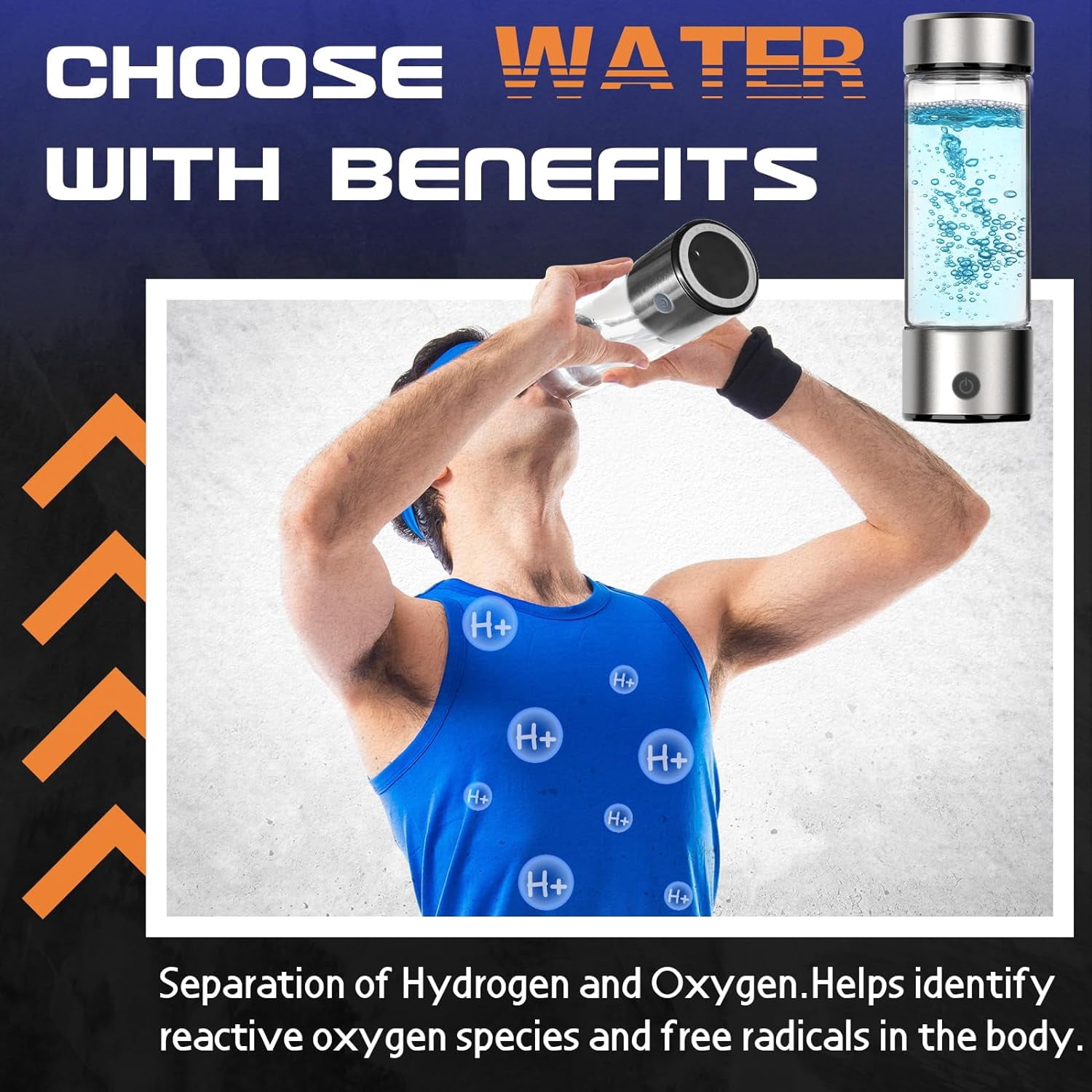 Tikeitoo Hydrogen Water Generator Bottles, Portable Hydrogenated Water Bottle with SPE PEM Technology, Hydrogen Water Bottle Generator, Rechargeable Ionizer Machine for Home, Office, and Travel