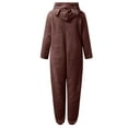 thumbnail image 4 of Dewadbow Women'S Warm Plush Romper Winter Pajamas Zipper Hooded Jumpsuit, 4 of 6