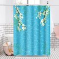 thumbnail image 2 of Blue Ocean Shower Curtain Spring Nature Floral Green Leaves Bath Curtains Decorative Polyester Fabric Cloth Washable Bathroom Shower Curtains Set with Hooks, 72x72 Inch, 2 of 6