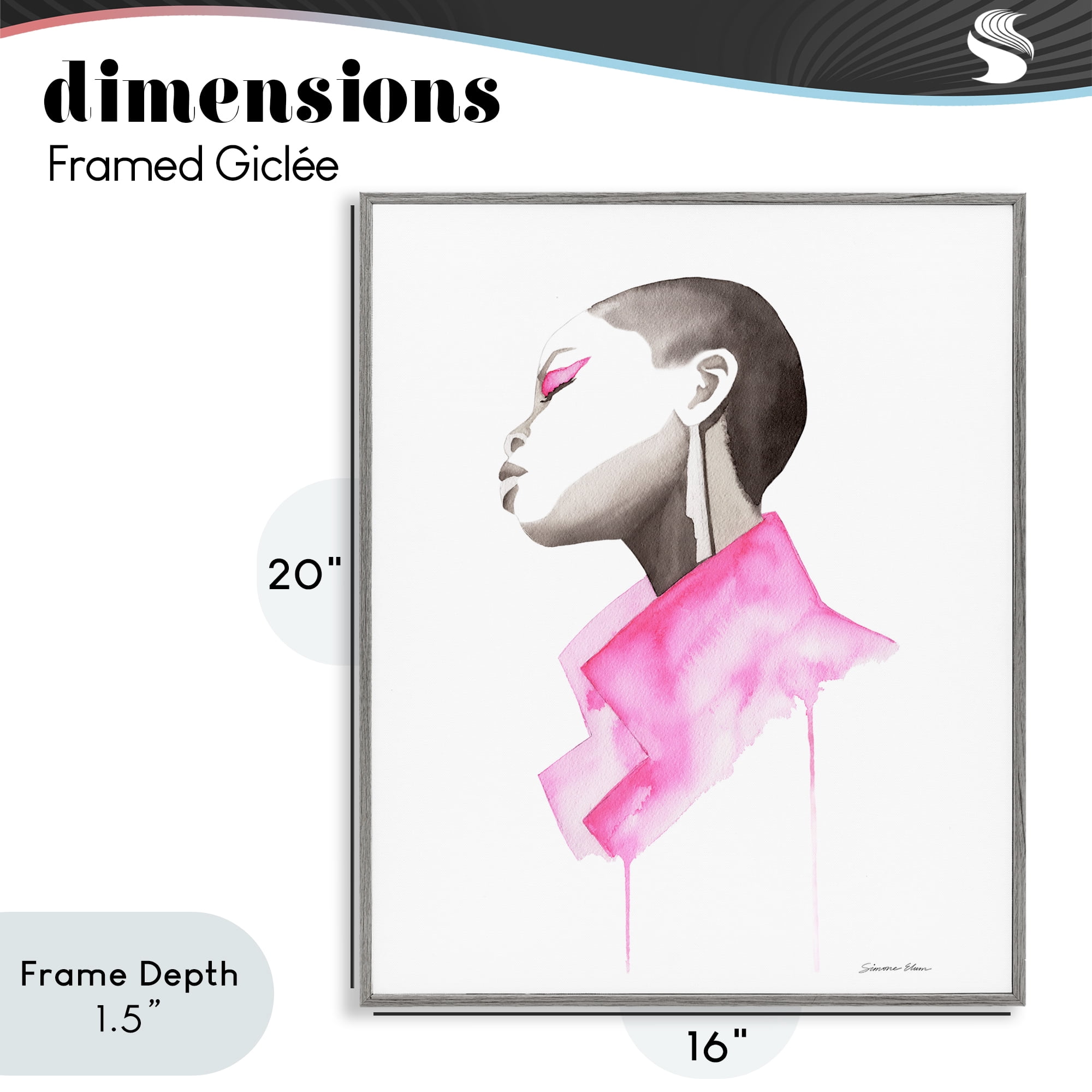 Stupell Industries Pink Jacket Elegance Portrait Gray Framed Giclee Art, design by Simone Elum