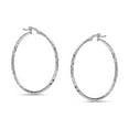 thumbnail image 4 of LeCalla 925 Sterling Silver Texture Hoop Earrings for Women | Medium Classic Diamond-Cut Textured Hoop Earring | Womens Click-Top Earring Hoops 30MM, 4 of 6
