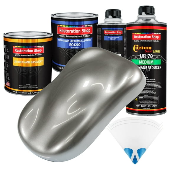 Titanium Gray Metallic Quart URETHANE BASECOAT CLEARCOAT Car Auto Body Paint Kit