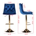 thumbnail image 5 of Set of 2 Blue Velvet Bar Stools / Chrome Base, Height-Adjustable for Bar Spaces, 5 of 5