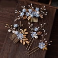 thumbnail image 3 of Tocado de novia Mori hada luz azul rosa blanco flor peine horquilla accesorios de vestido de novia coreano, 3 of 5