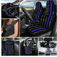 thumbnail image 2 of Jeiento Thin Blue Line US Flag 15 PCS Car Seat Cover Full Set with Trash Bag Seat Belt Pad Cover Steering Wheel Cover Air Vent Storage Bag Rear View Mirror Cover Cup Holders Keychain Car Accessories, 2 of 6