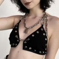 thumbnail image 1 of Top corto de moda de retazos con cadenas, Tops sin espalda, ropa con cuello Halter, hombros descubiertos , gótico para Festival de BLESIY Blusas de mujer, 1 of 8