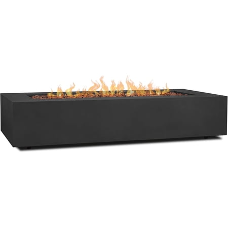 Real Flame Aegean 70" Stainless Steel Rectangle Propane Fire Table in Black