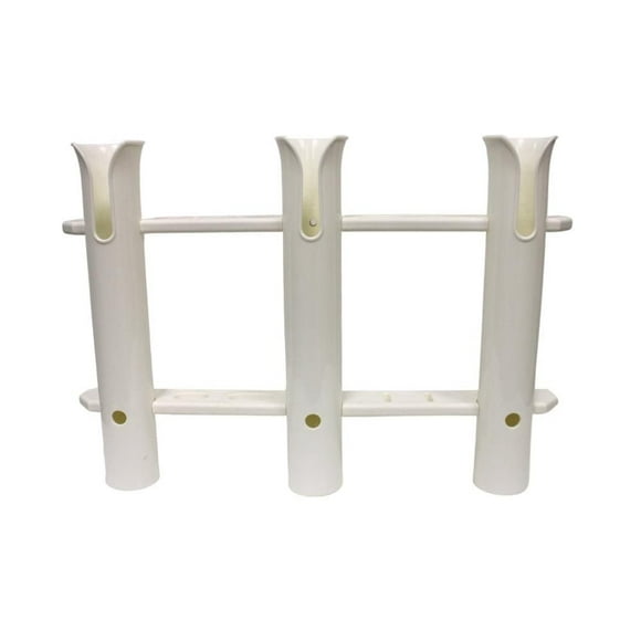Support de canne à pêche à 3 supports à montage en surface pour cannes à pêche, couteau à filet et pinces, canne à pêche pour stockage de garage de kayak de bateau ou camions avec vis (blanc)