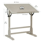 Studio Designs Vintage Solid Wood Drawing/Drafting Table with 36 x 24 Angle Adjustable Top in Coastal White