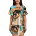 thumbnail image 1 of Fotbe Funny Swimming Chihuahua Conjunto de Pijama Estampado para Mujer, 2 Piezas, Ropa de Dormir con Camiseta de Manga Corta y Shorts Suaves-XX-Large, 1 of 6