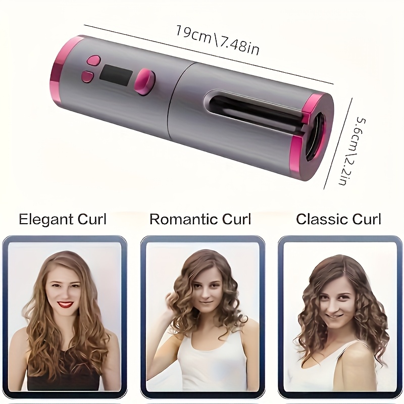Portable Wireless Hair Curler - Auto Rotate, LCD Display, Long-Lasting Battery, USB Rechargeable, Ergonomic Design for Salon & Home Use, Sleek Metallic Finish, Highquality Build