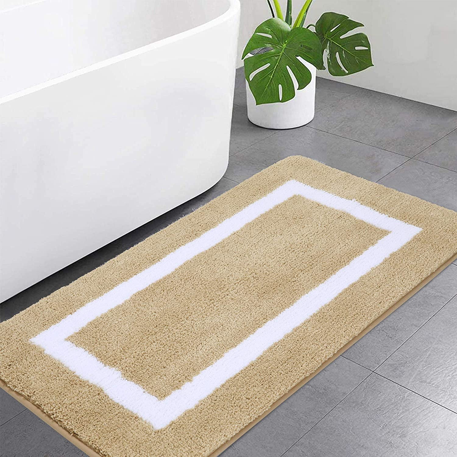 Non Slip Absorbent Shaggy Bath Rug for Tub Luxury Bathroom Rugs, Machine Wash Dry Super Soft Microfiber Bath Shower Mat Shower and Bath Room 24 x 36, Beige Non Slip Absorbent Shaggy Bath Rug for Tub Luxury Bathroom Rugs, Machine Wash Dry Super Soft Microfiber Bath Shower Mat Shower and Bath Room 24 x 36, Beige