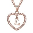 thumbnail image 2 of Dido 26 Letters L Heart Shape Pendant Necklace Rhinestone Rose Golden Clavicular Chain Jewelry Couple Gift, 2 of 5