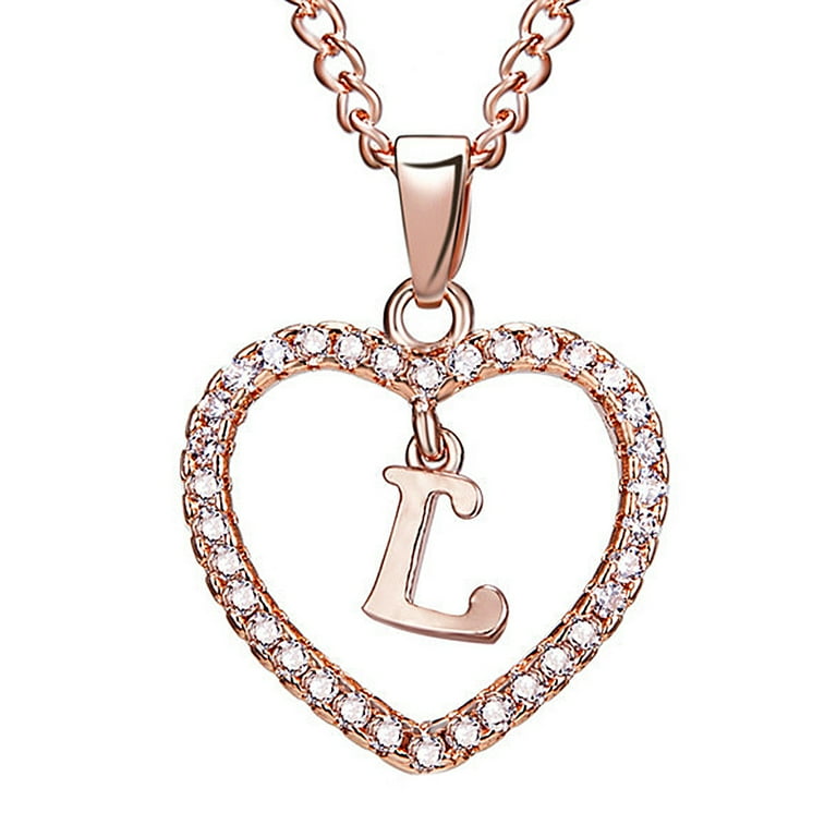 HARPO ネックレス heart Necklace 26inch ハート Dido 26 Letters L Heart Shape Pendant Necklace Rhinestone