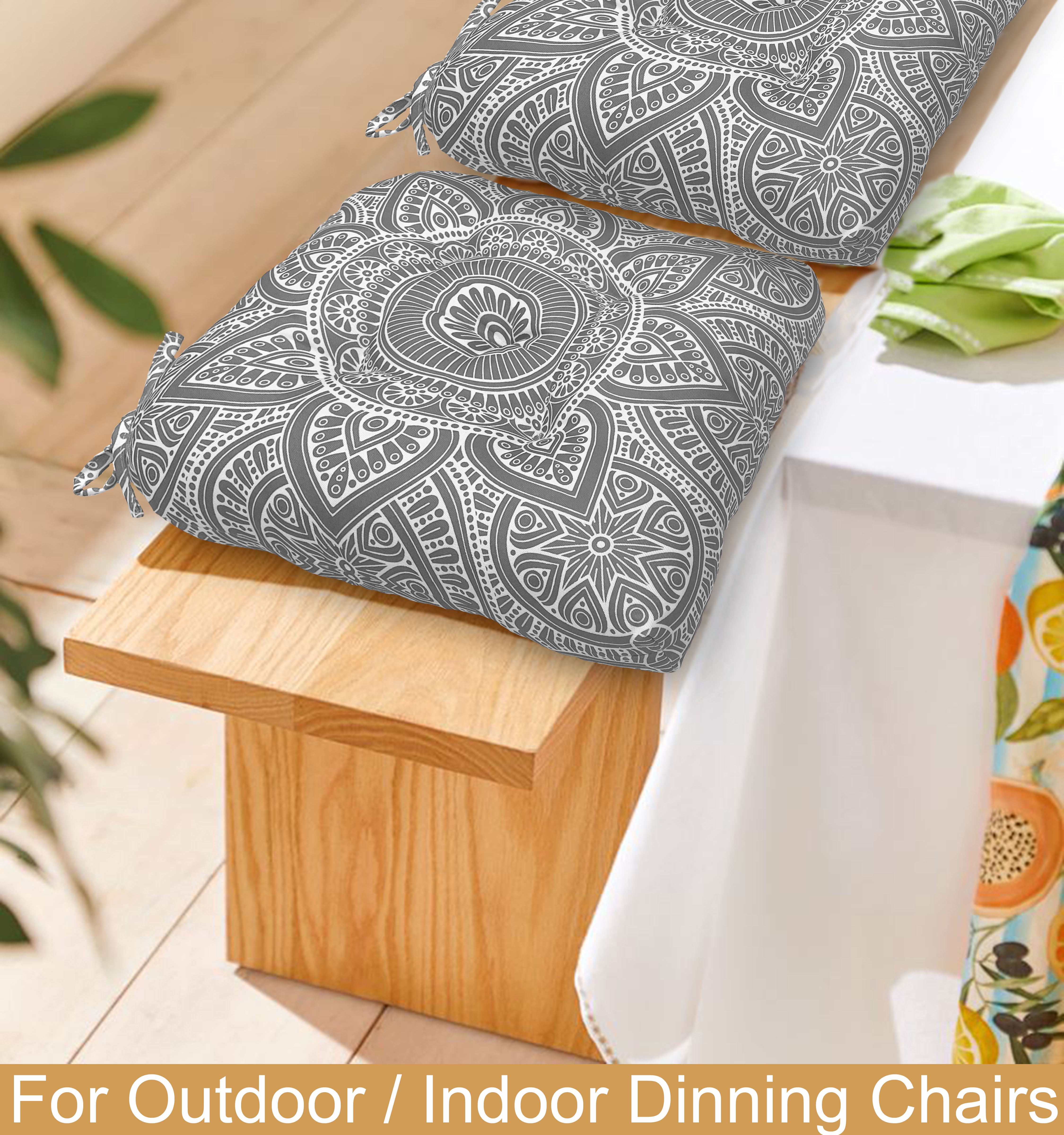 Indoor Outdoor Waterproof Chair Seat Pads Cushion |19x19 Inches – Thick Patio Garden Furniture Cushions with Ties