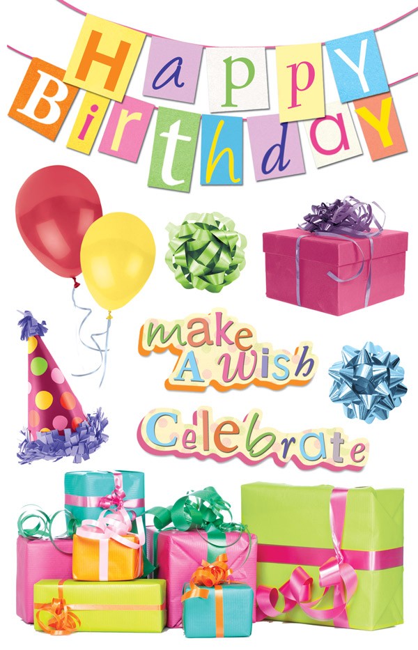 paper house productions happy birthday 3d sticker walmartcom