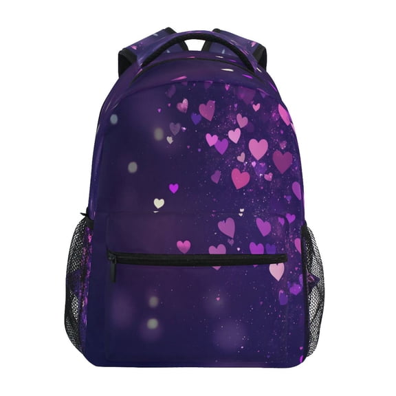 Backpack 16x11.4x6.9 Inches Fashion Backpack Shopping Travel Outing Backpack Pretty Purple Heart Pattern