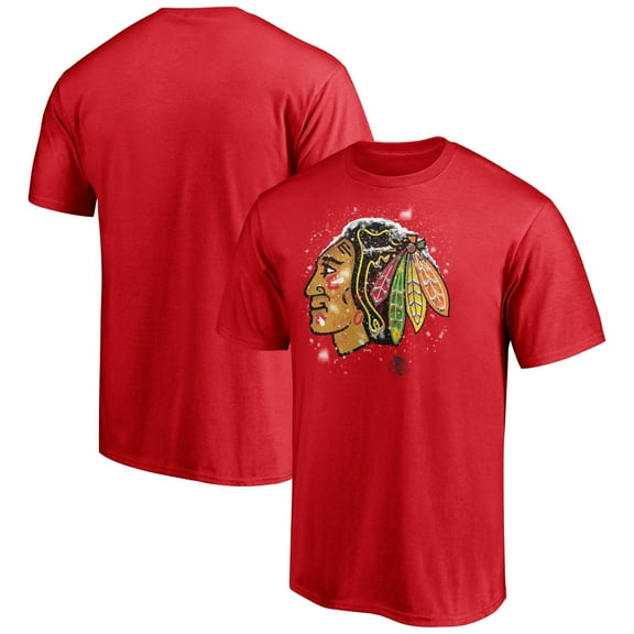 Men's Red Chicago Blackhawks Snow Logo T-Shirt
