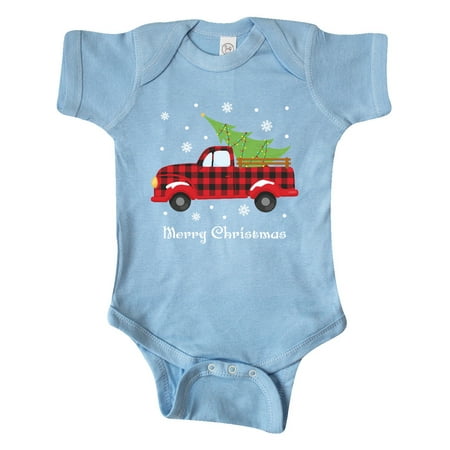 

Inktastic Plaid Vintage Christmas Truck Gift Baby Boy or Baby Girl Bodysuit