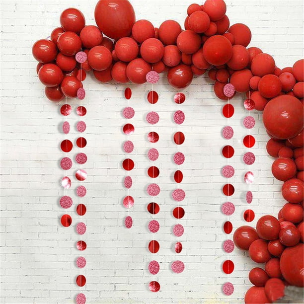 Guirnalda de flores de papel redondas rojas y verdes con forma de estrella navideña | Decoraciones colgantes para fiestas