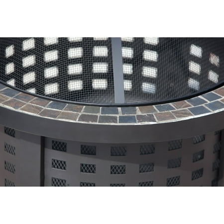 Fire Sense - Alpina Round Slate Top Fire Pit - Black