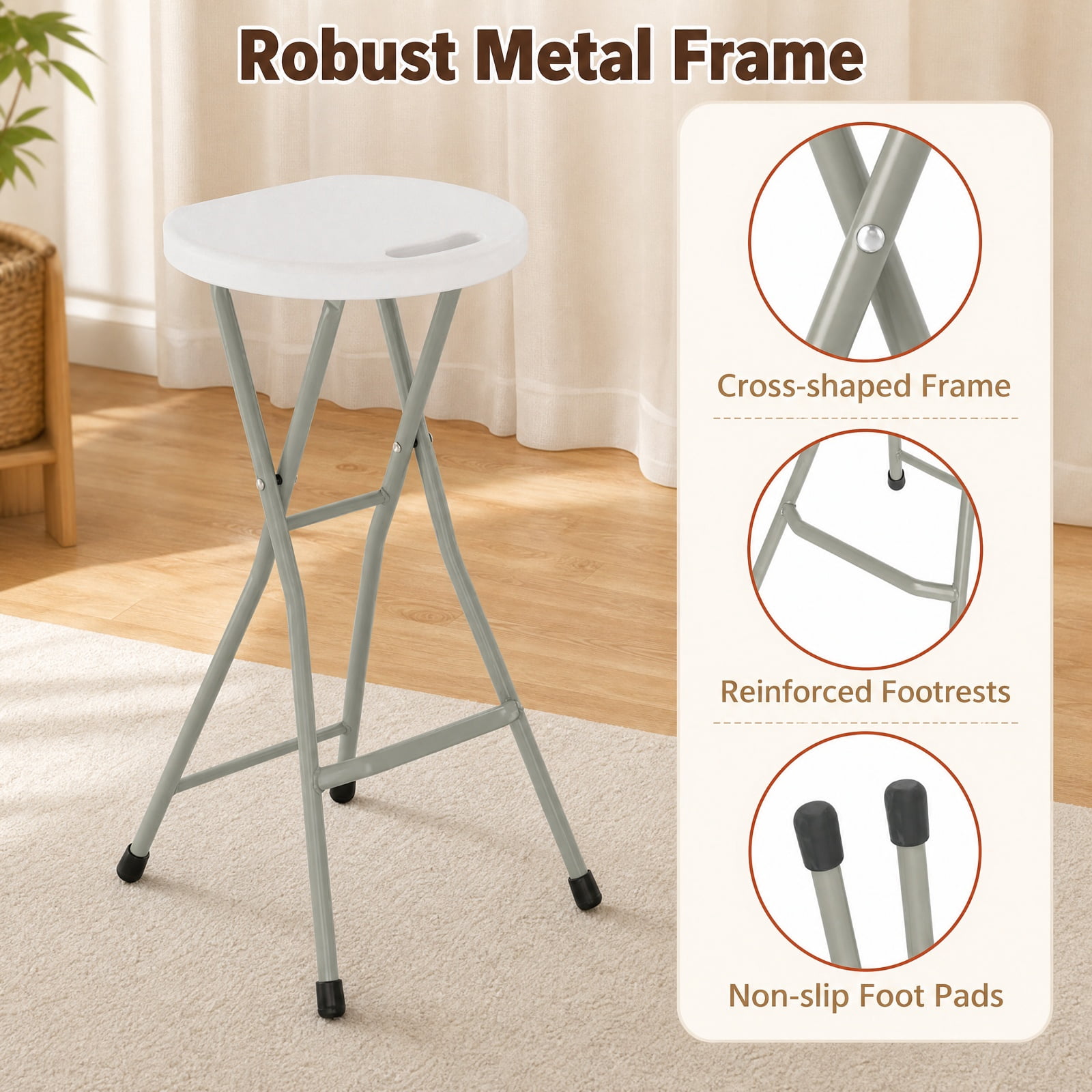Biotree Set of 1 28 Inch Folding Chair Portable Folding Seat for Outdoor 28" x 15.5" for Patio Camping Dining, White