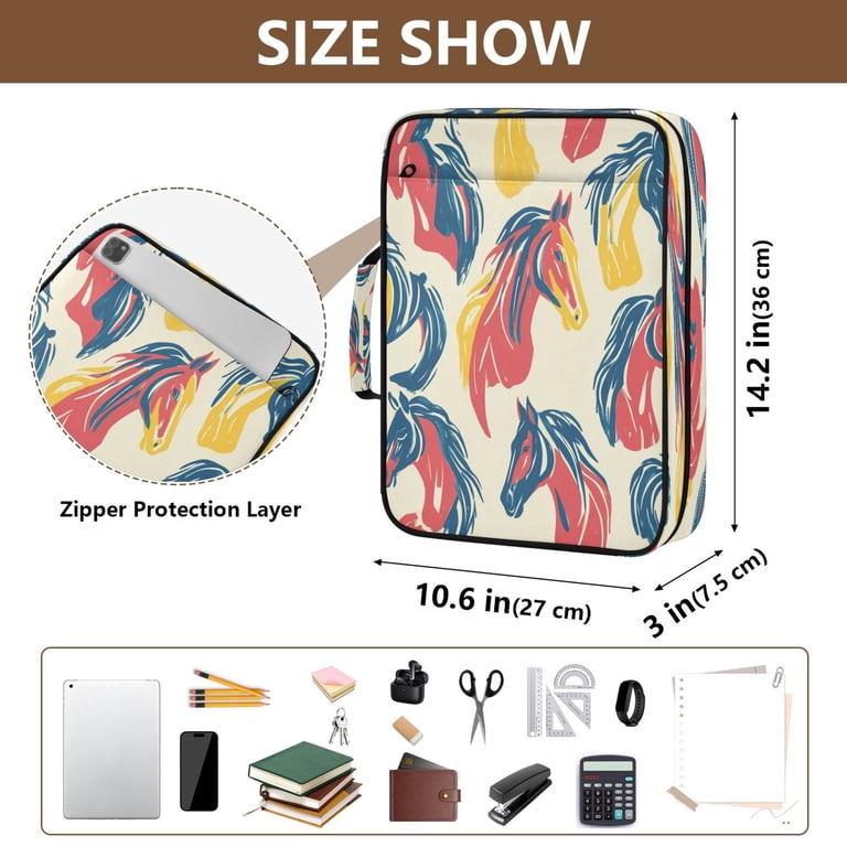 3 Ring Zipper Binder with Accordion File Organizer Waterproof Back