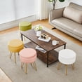 thumbnail image 2 of Home Round Velvet Storage Ottoman & Tray Top Coffee Table,White Foot Rest Stool, 2 of 7