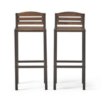 Sawyer Outdoor Traditional Acacia Wood Bar Stools, Set of 2, Dark Brown