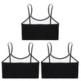 thumbnail image 4 of Miutii 3Pcs Cropped Tank Tops for Girls Spaghetti Strap Crop Top Basic Sports Cami Solid Color Black L, 4 of 9