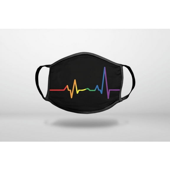 Rainbow Pulse Heart Beat - 3-Ply Reusable Soft Cloth Face Covering, Unisex, Cotton Inner Layer
