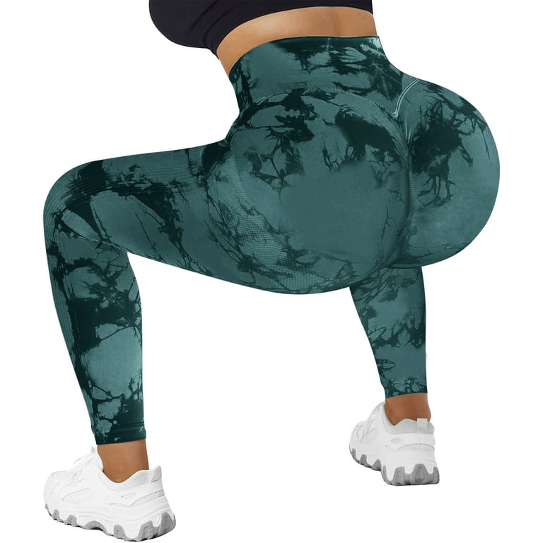 SEARCHI Booty Leggings Tie-dye Full Length Skin Tight Butt Lifting Workout  Legging High Waist Tummy Gym Yoga Pants Women Soft Squat Proof Sweatpants