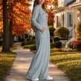 thumbnail image 5 of TEAJOPSUU Women's Fall Winter Cargo Jumpsuits Casual Long Sleeve V Neck Button Down Wide Leg Jumpsuits with Pockets Chest Flap Pockets Gray, 5 of 8
