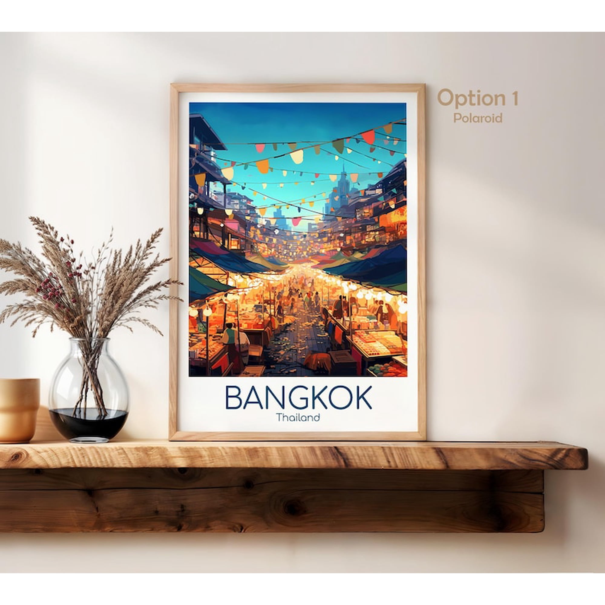 Bangkok Poster, Thailand Vintage Travel Poster, Unframed Paper Poster 8x10in
