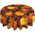 thumbnail image 1 of Fall Pumpkin Tablecloth 60 Inch Round Autumn Thanksgiving Table Cloth Dust-Proof Wrinkle Resistant Rustic Tablecloth for Holiday Kitchen Dining Room Party Picnic Indoor Outdoor, 1 of 6