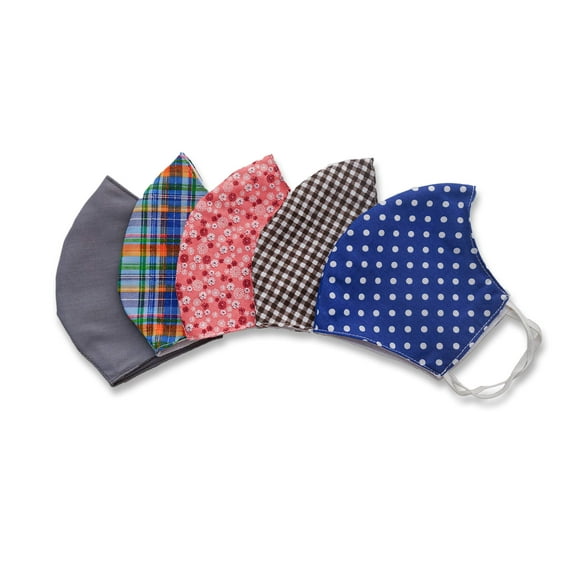 Hope Love Shine Pack of 5 Extra Large Cotton Face Masks, Reusable, Breathable, Washable Cloth Fabric