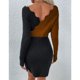 thumbnail image 5 of Vestido de punto con manga de muñeca,Vestido de punto Vestido de punto ondulado con cuello en V Valor inmejorable, 5 of 7