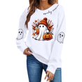 thumbnail image 2 of Sweatshirts for Women JIANLAI Spooky Season Cute Ghost Pumpkin Graphic Crewneck Sweatshirt, Fall Halloween Long Sleeve Pullover Top, Loose Casual Printed Sweatshirt, 2 of 7