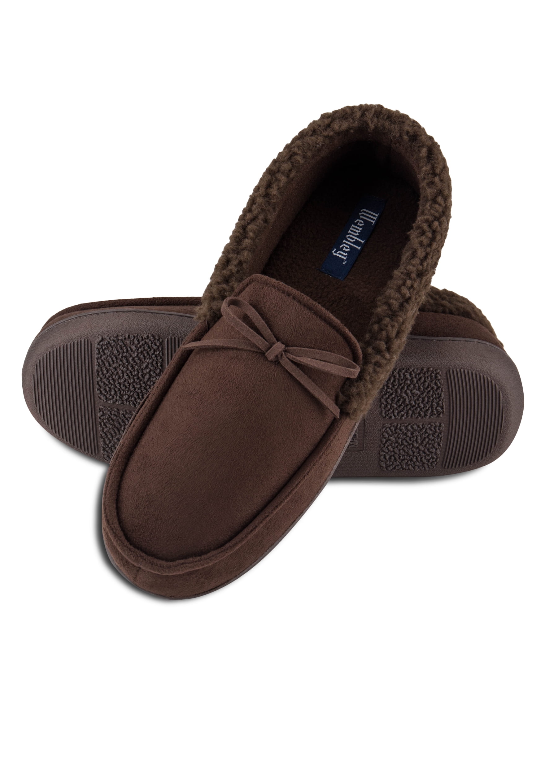 Mens moccasin slippers on sale size 14 wide